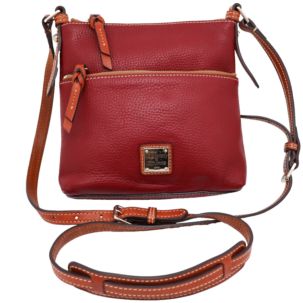Dooney‎ & Bourke Dark Red Pebbled Crossbody Bag Gold Hardware